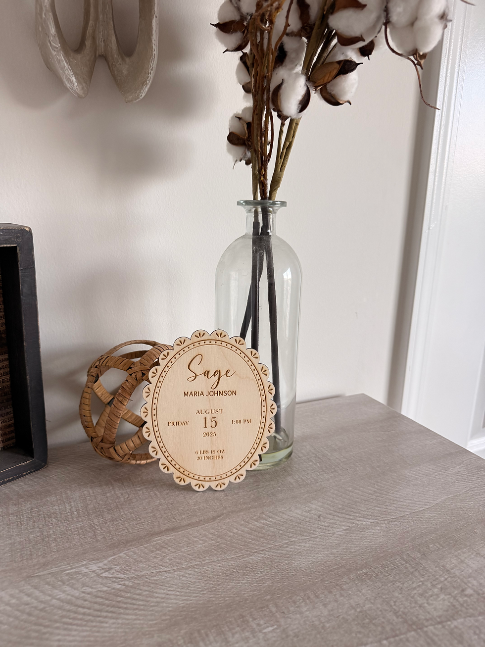 Thumbnail: Engraved Wooden Name Sign - Birth Stats Sign