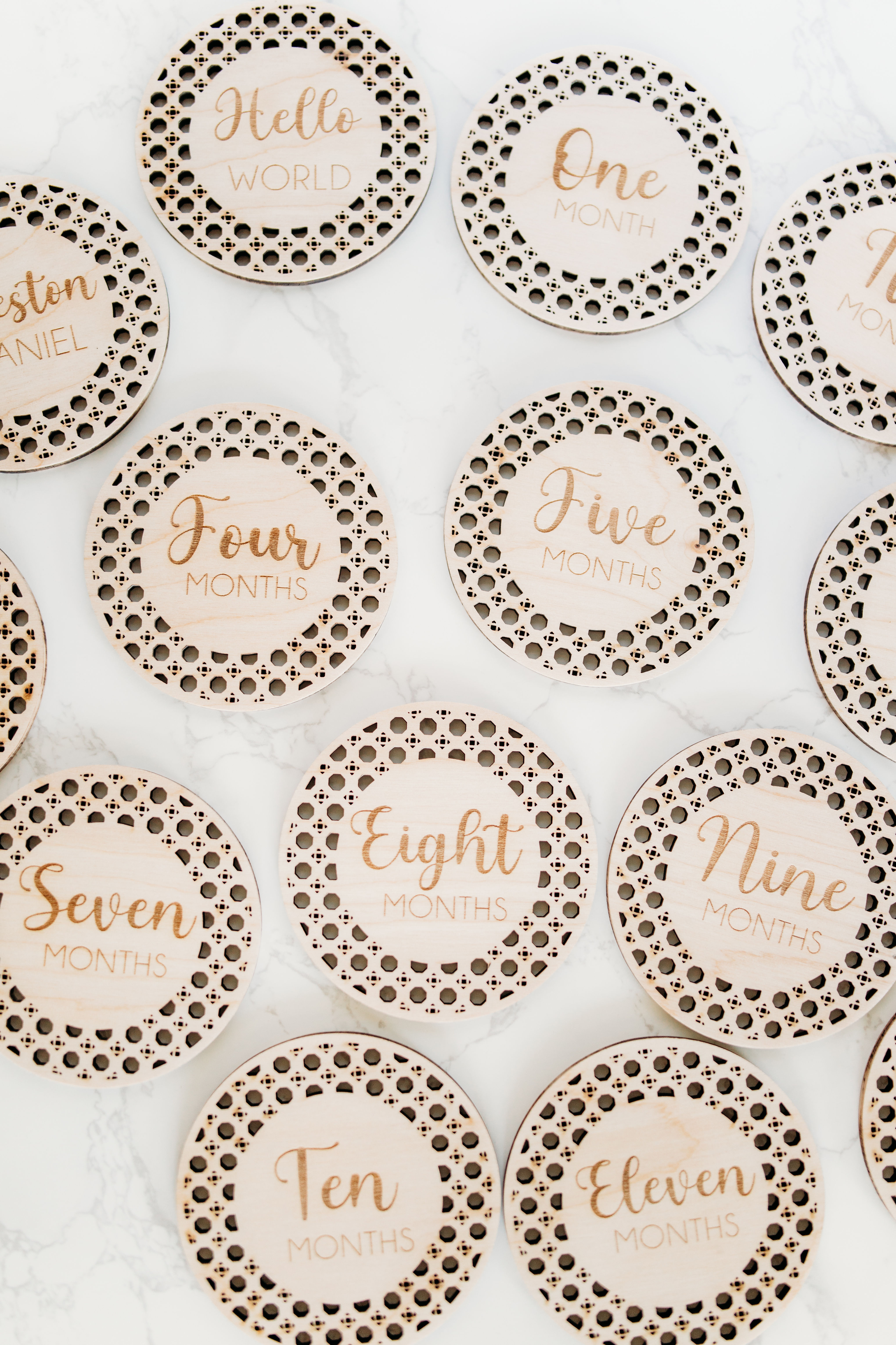 Wooden Rattan Milestone Discs