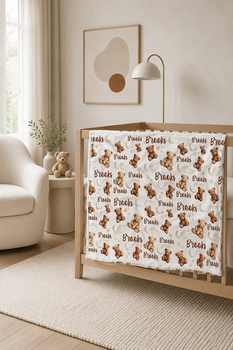 Thumbnail: Custom Name Baby Blanket - Teddy Bear