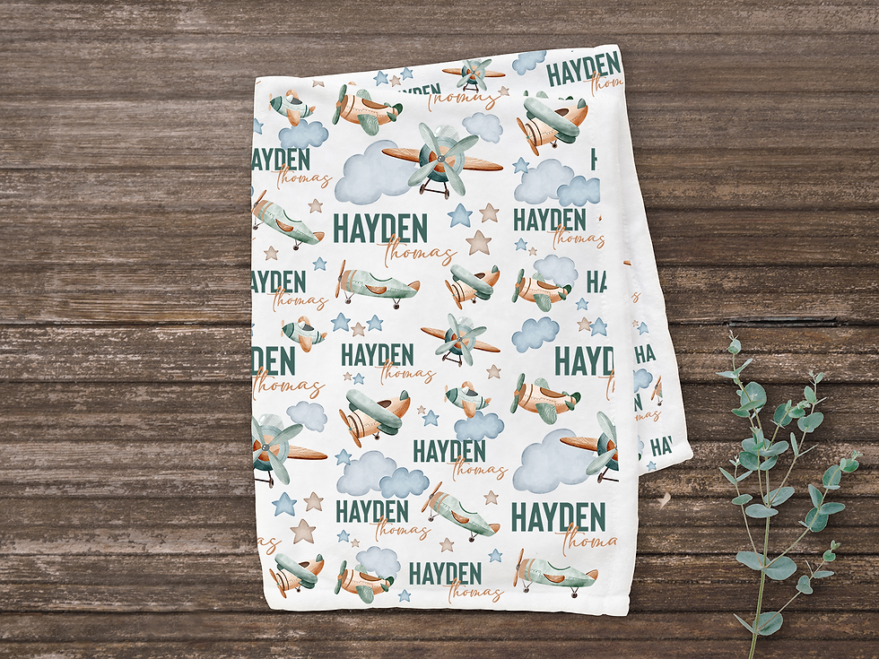 Thumbnail: Custom Name Baby Blanket - Airplanes