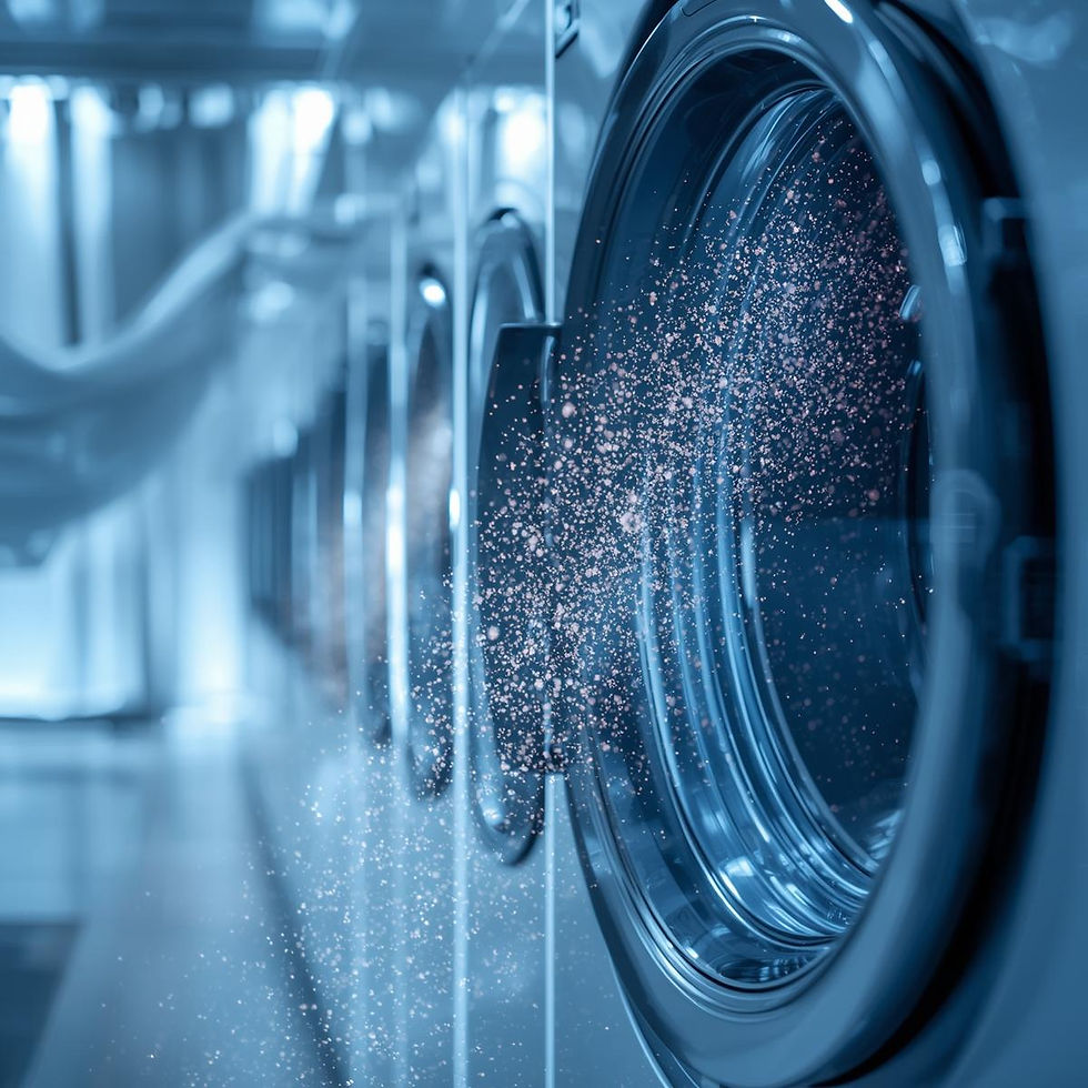 “Close-up of advanced professional dry cleaning machinery in a modern laundry facility, so