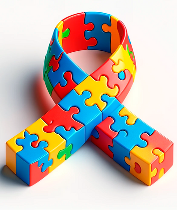 Laço formado por peças coloridas de quebra-cabeça 