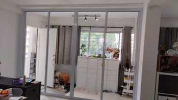 4 Panels Sliding Door c/w Tempered Glass (WPC/Clear)