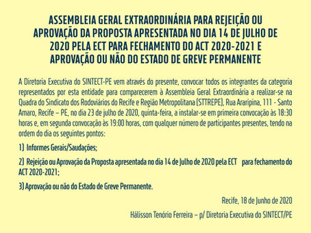Assembleia Geral Extraordinária do SINTECT-PE