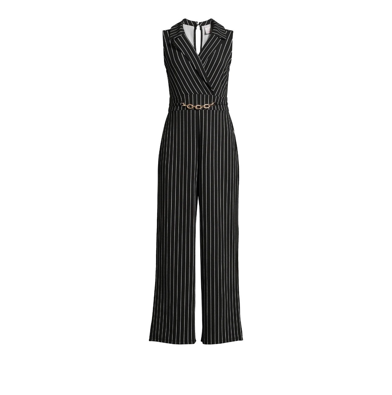 Women Pinstripe Sleeveless Jump Suit