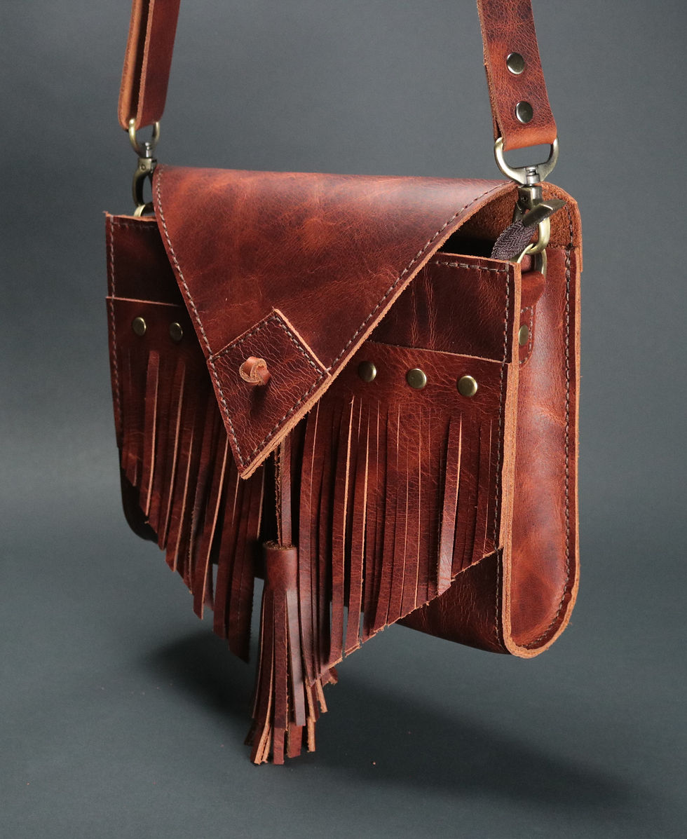 Thumbnail: Leather Tassel Crossbody Bag, Fringe Style Shoulder Bag