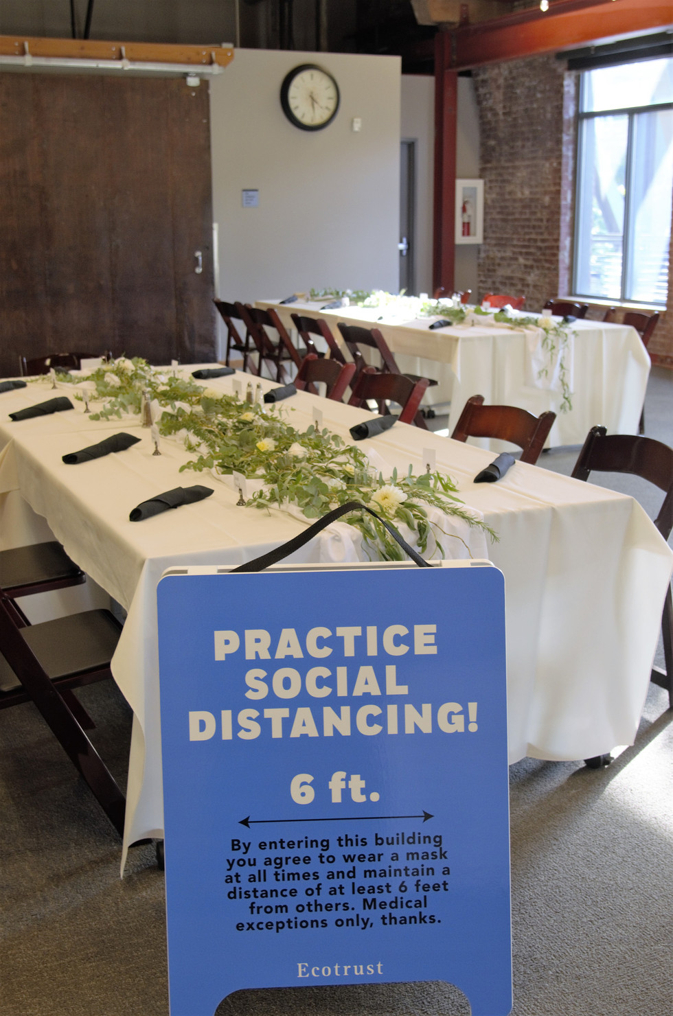 To practice social distancing indoor tables were set up 6ft apart with no more than 10 people at each table to accommodate the Oregon Health Authority COVID guidelines.