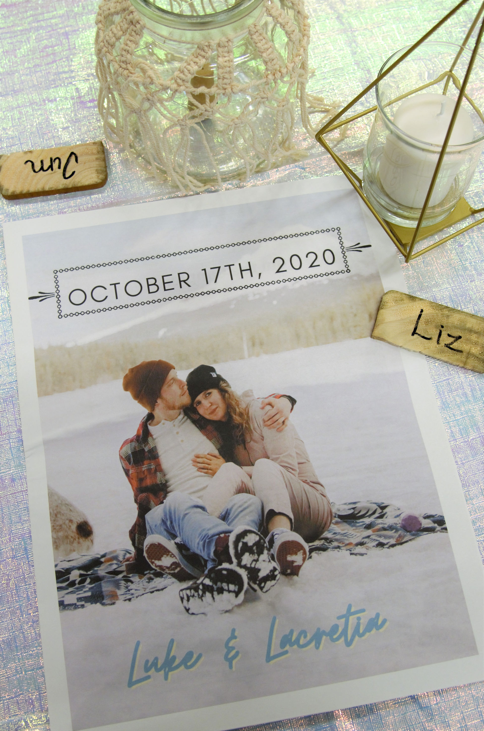 It’s the finishing touches that make all the difference. Crisha and Luke designed a newspaper wedding program complete with their list of vendors, the wedding timeline, and a crossword puzzle. Table place cards were set in “pod groupings” to coordinate with social distancing and COVID guidelines.