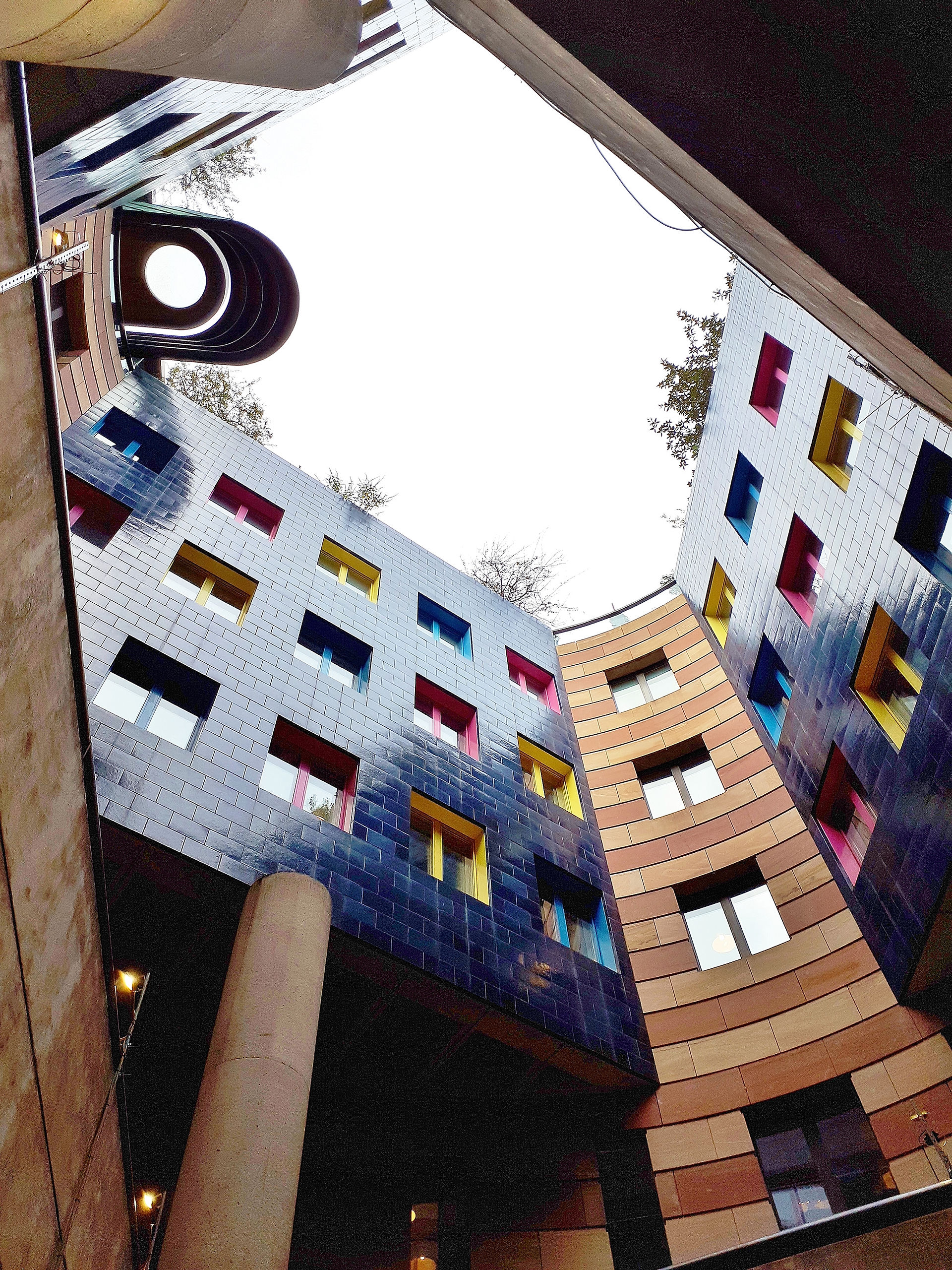 Glimpses of roof garden from Number 1 Poultry's atrium