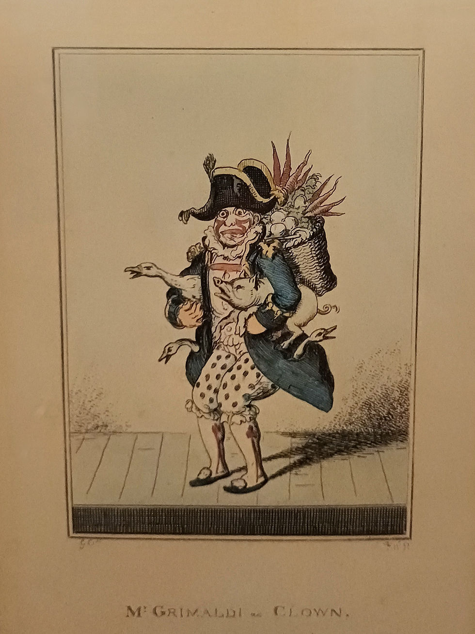 Mr Grimaldi as Clown (from Memoirs of Joseph Grimaldi, Edited by Charles Dickens, illustrated by George Cruikshank, 1838)