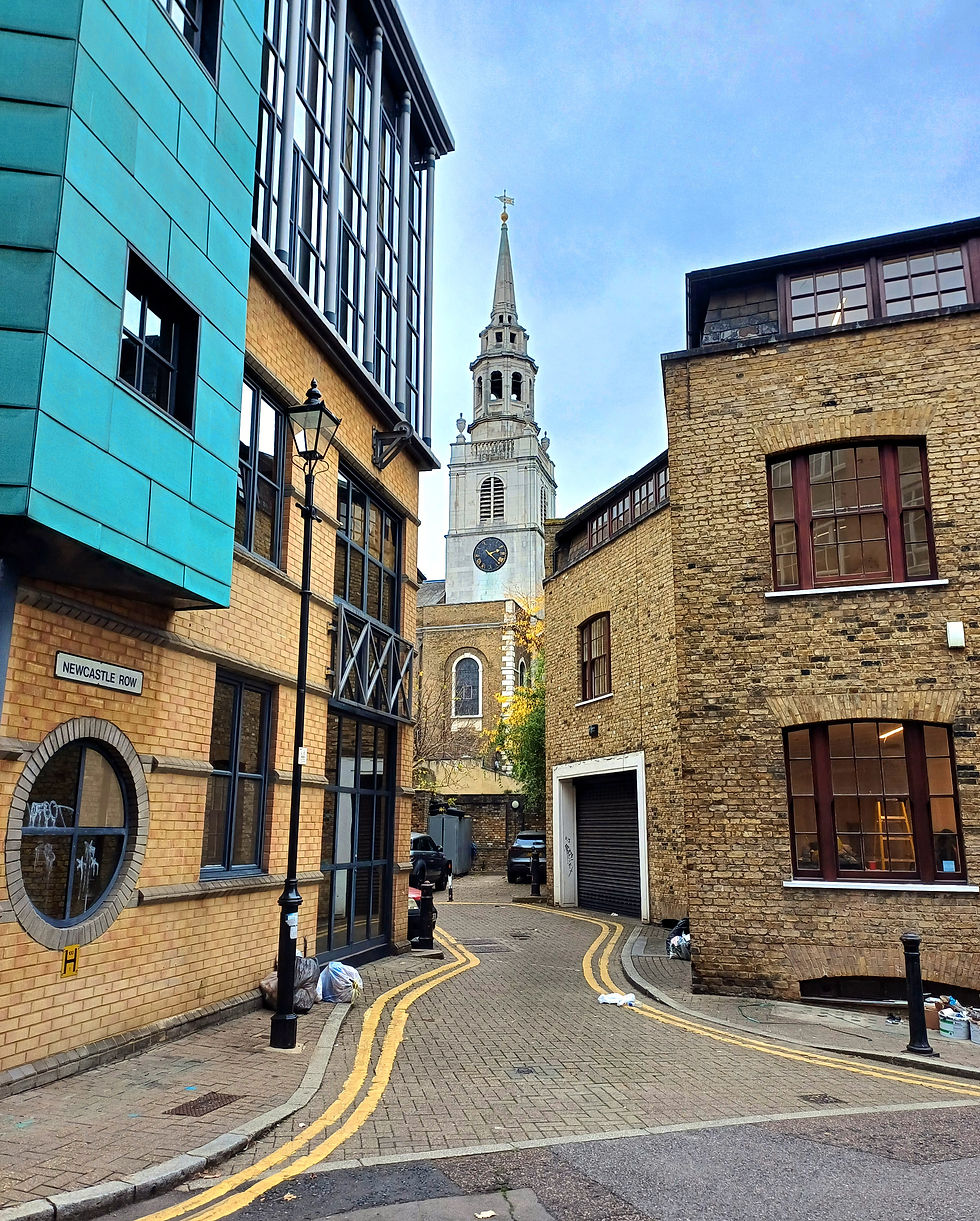 Newcastle Row, off Clerkenwell Close, the site where Newcastle House once stood.