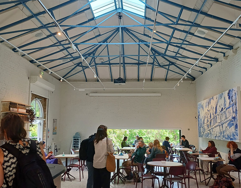 The café features a newly created mural, A Bridge to the Past, by Quentin Blake
