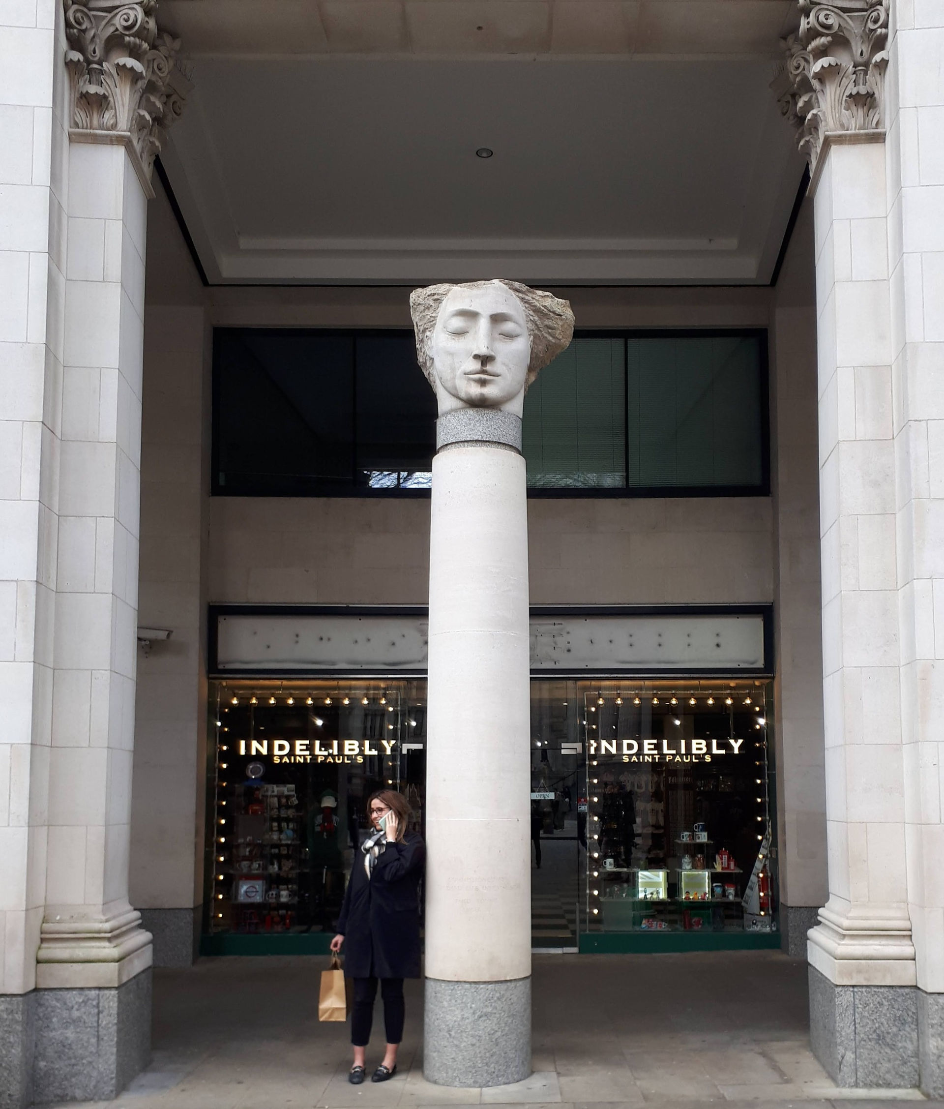 Angel Heads by sculptor Emily Young, Juxon House, St Paul's Churchyard, City of London