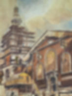 St Mary-le-Bow (during structural work on the tower) 1961. © Hubert Pragnell, reproduced with permission. For more of Hubert Pragnell’s post war images of the bomb damaged City, click here.