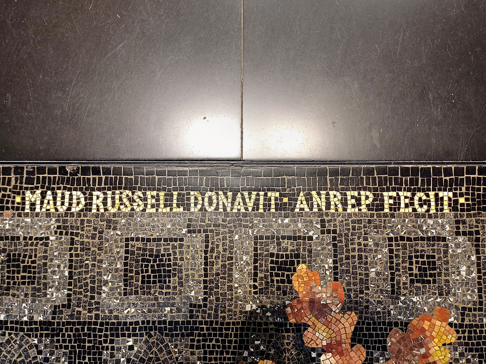In the North Vestibule: "Maud Russell donated, (Boris) Anrep made (them)"