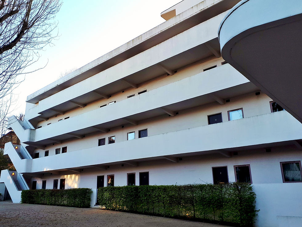 The modernist Isokon flats in Lawn Road, Belsize Park, London. Designed by architects Wells Coates for Jack and Molly Pritchard.
