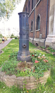 Pump, St Leonard's churchyard. A source of the River Walbrook underneath it.