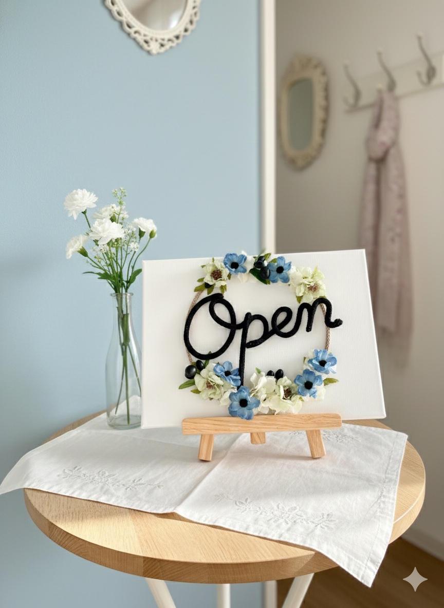 自宅サロン玄関に出迎える看板