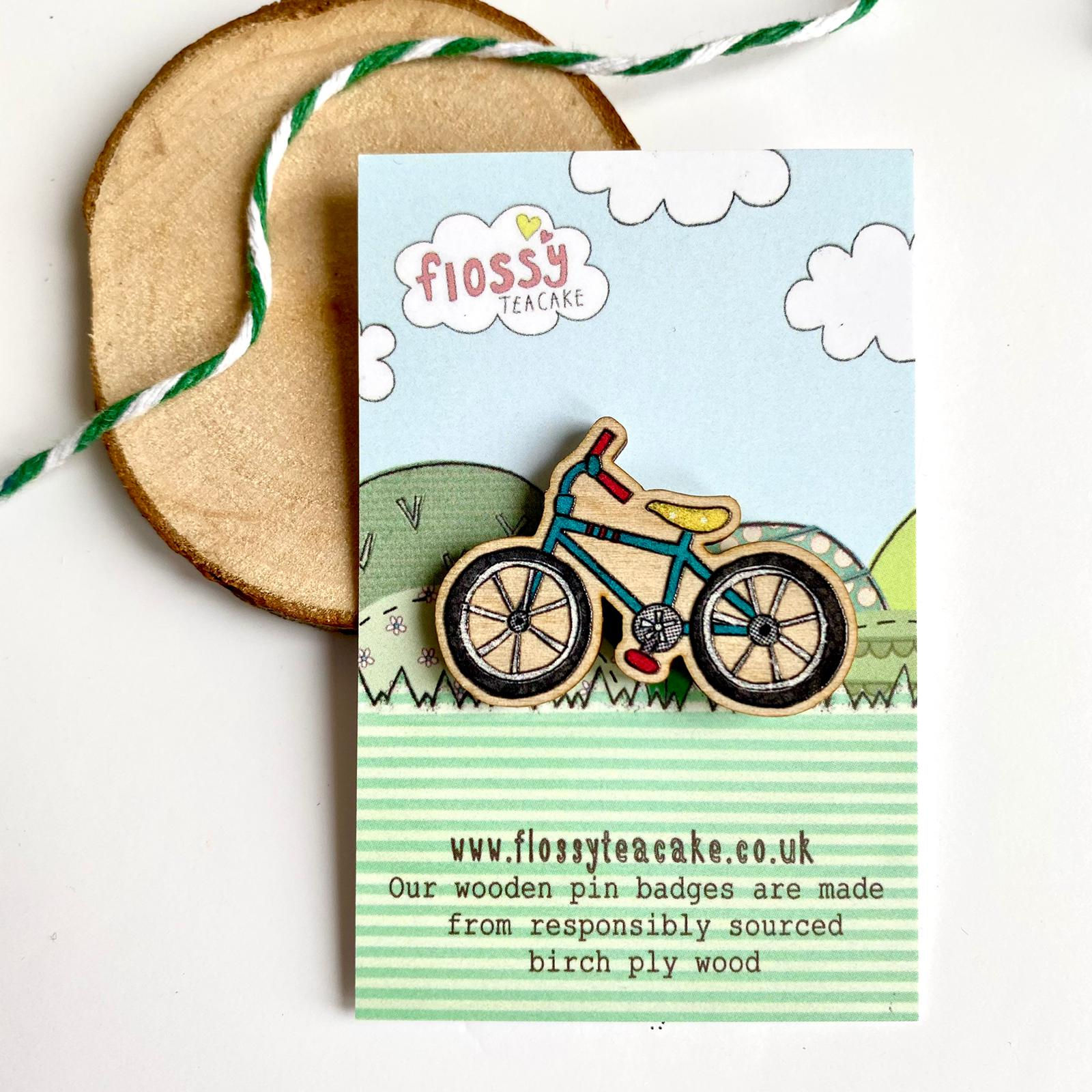 Bike Wooden Pin Badge