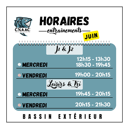 Horaires mi Juin - Début Juillet