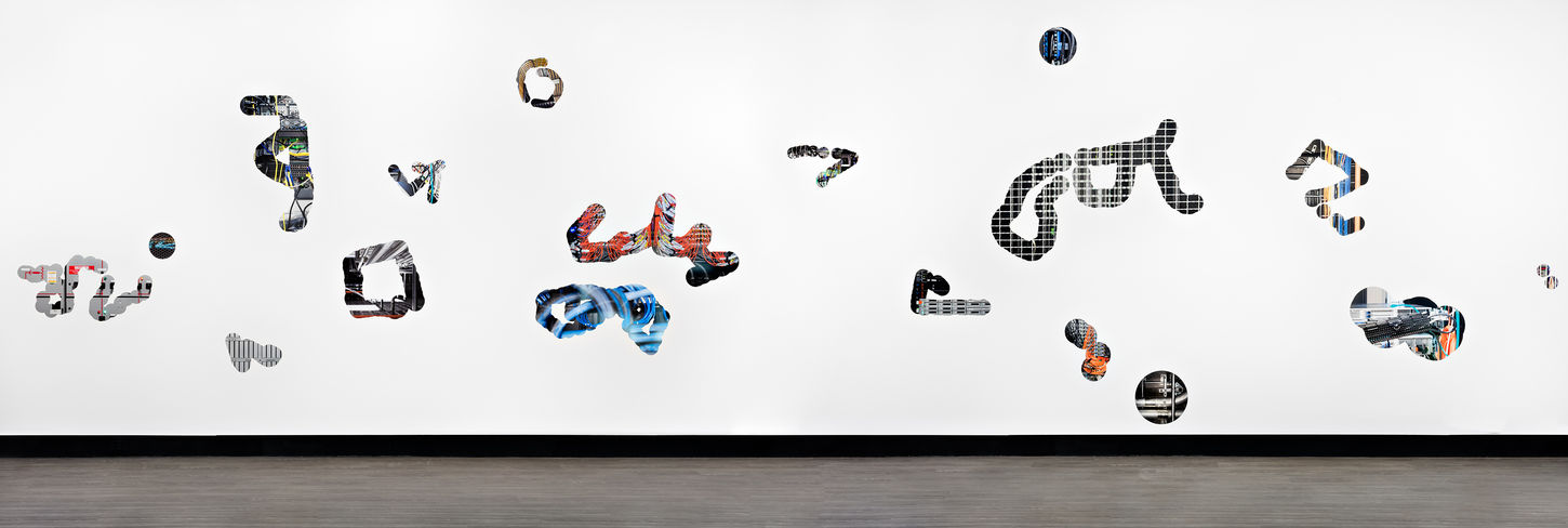 Data Trails, routed pigment prints on aluminum