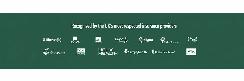 Physiotherapist accepting health insurances such as Allianz, Aviva, AXA, Healix, Vitality