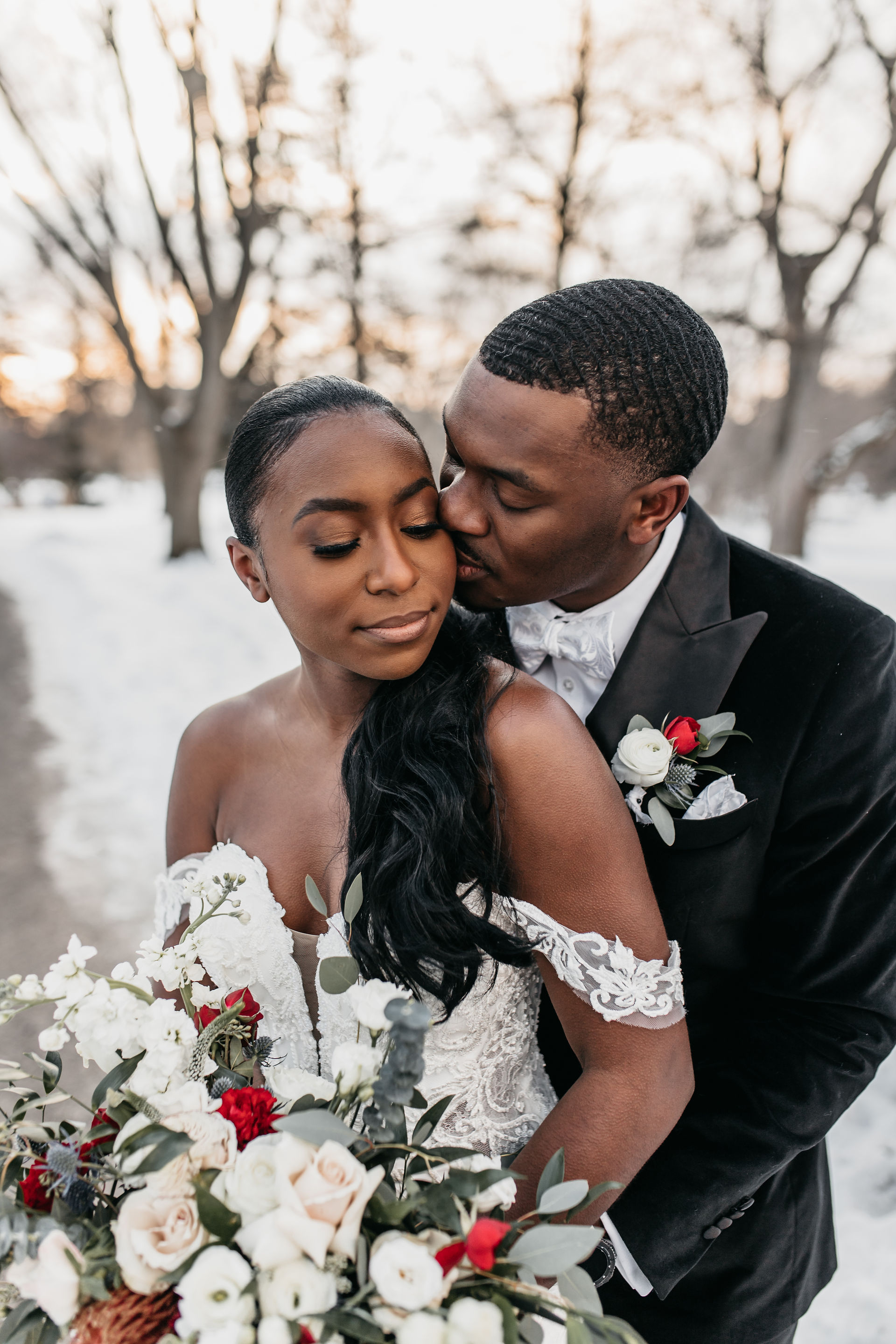 Intimate winter elopement