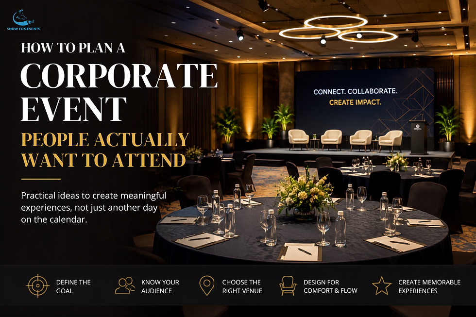 Corporate event planner in Bangalore showcasing a modern conference venue with a professional stage, networking lounge, elegant seating, ambient lighting, and premium event décor.