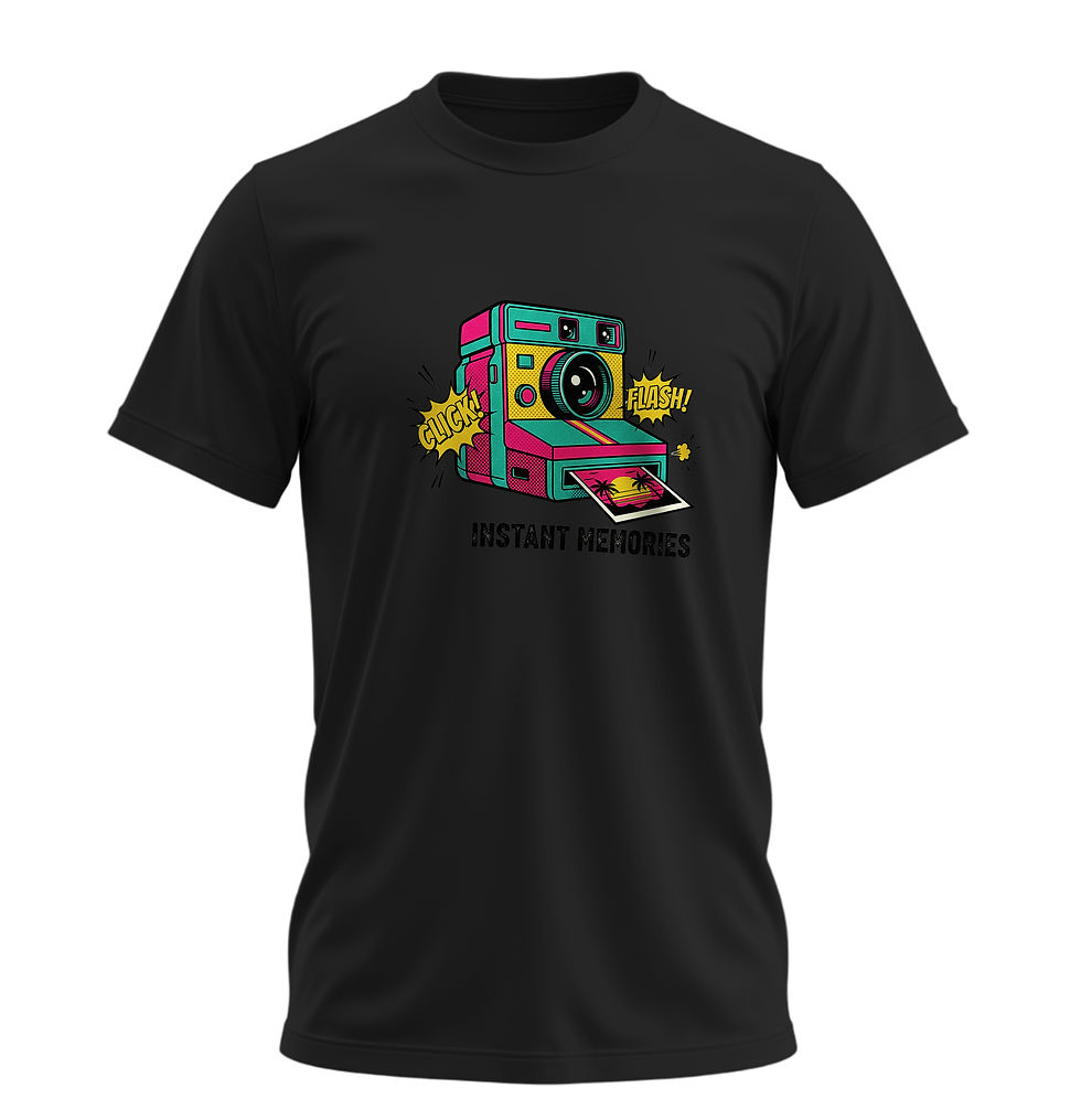 Küçük resim: Şipşak Fotoğraf Makinesi Tişört – %100 Pamuk Unisex Retro Tasarım Tshirt