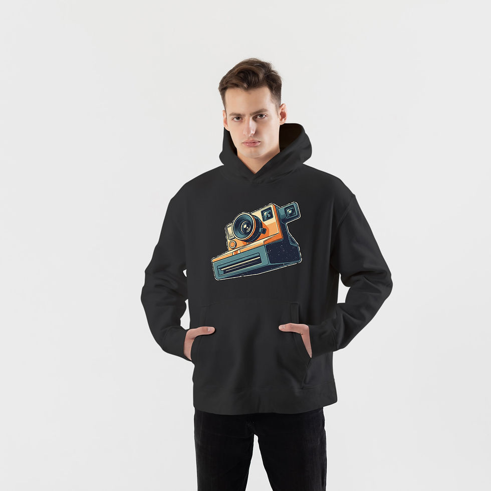 Küçük resim: Şipşak Fotoğraf Makinesi Kamera Hoodie – Retro Grafik Baskılı Hoodie