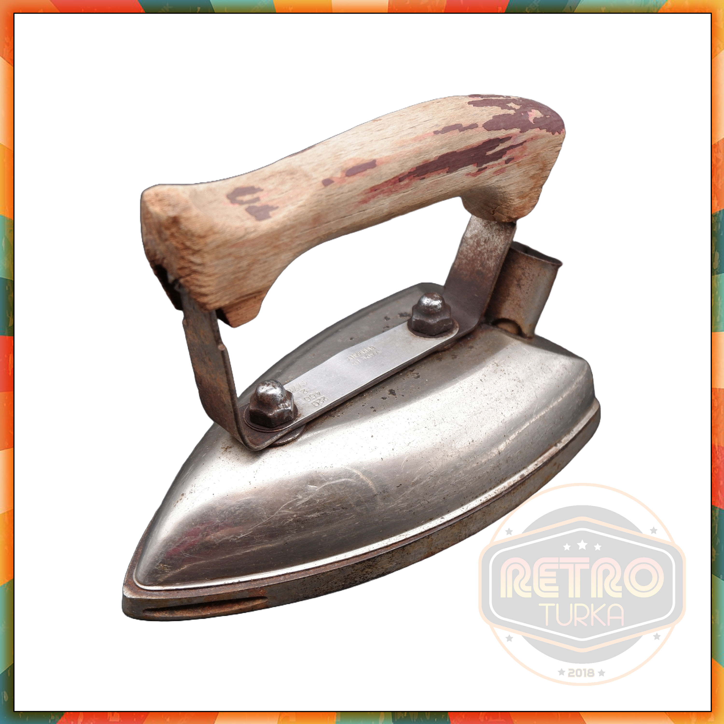 1970'ler Retro Elektrikli Ütü. Ahşap Saplı.