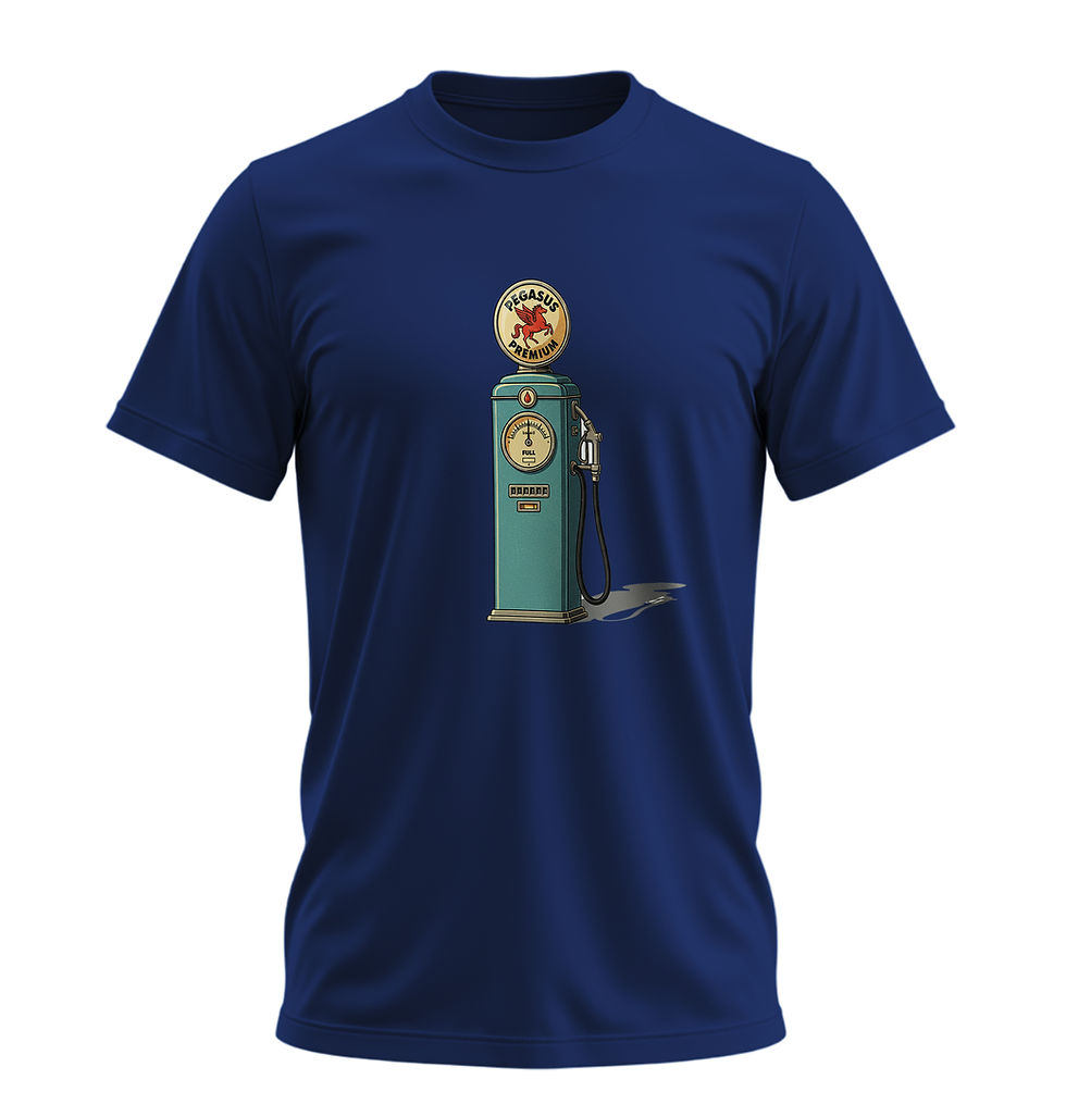 Küçük resim: Vintage Benzin Pompası Tişört – %100 Pamuk Unisex Retro Tasarım Tshirt