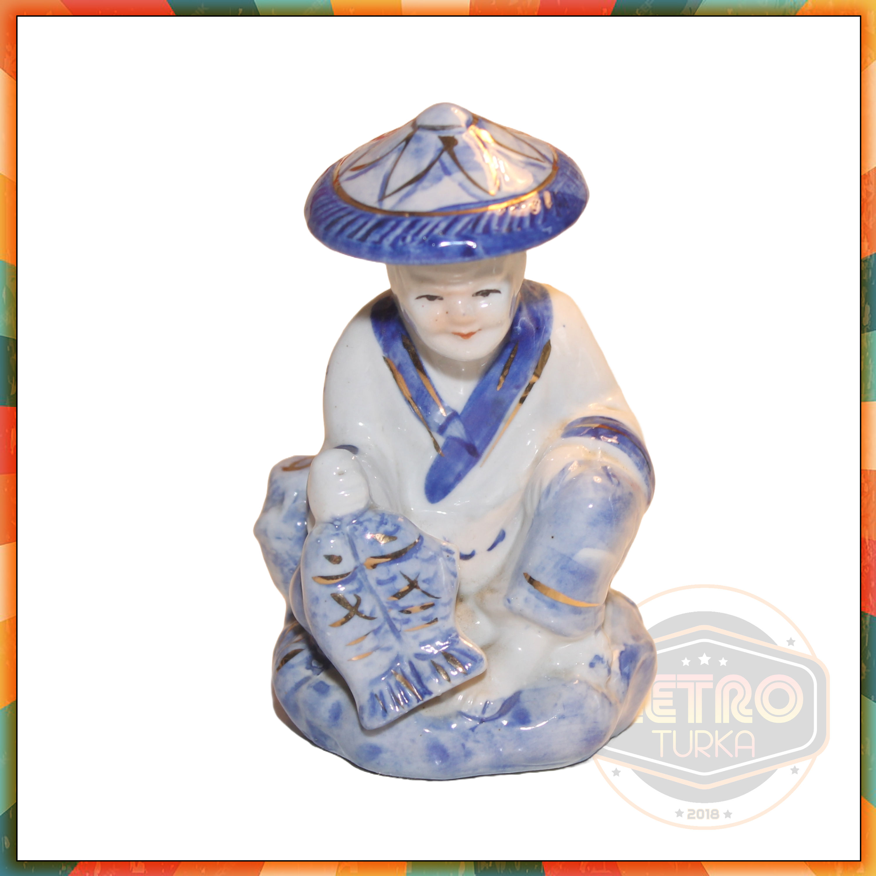 El Boyama Bisküvi Balıkçı Biblo El Boyama