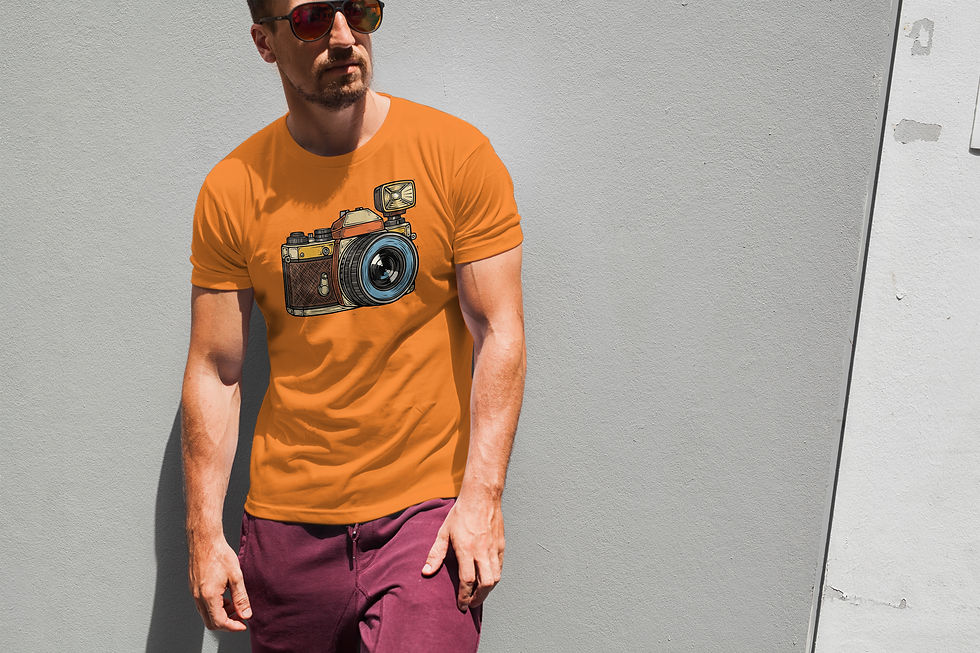 Küçük resim: Antika Fotoğraf Makinesi Tişört – %100 Pamuk Unisex Retro Tasarım Tshirt