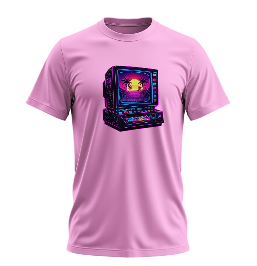 Küçük resim: Retro Bilgisayar Tişört – %100 Pamuk Unisex Retro Tasarım Tshirt