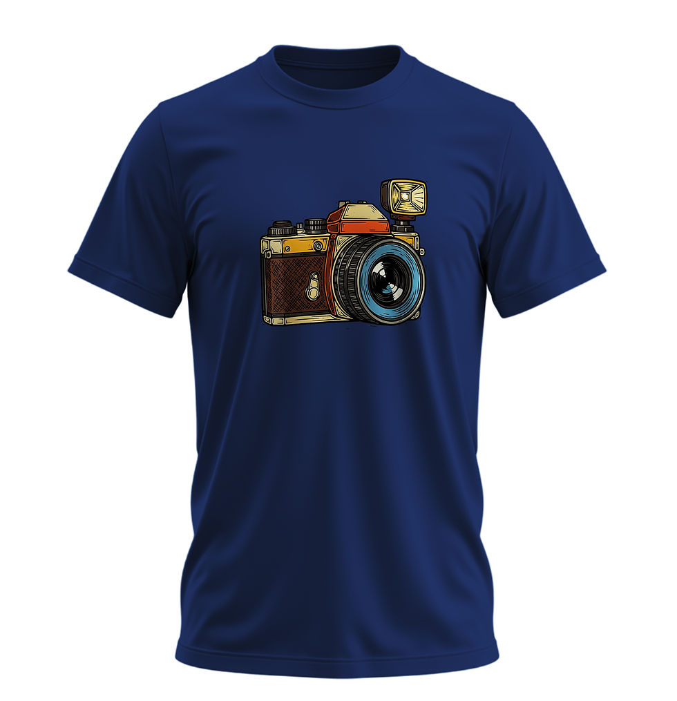 Küçük resim: Antika Fotoğraf Makinesi Tişört – %100 Pamuk Unisex Retro Tasarım Tshirt
