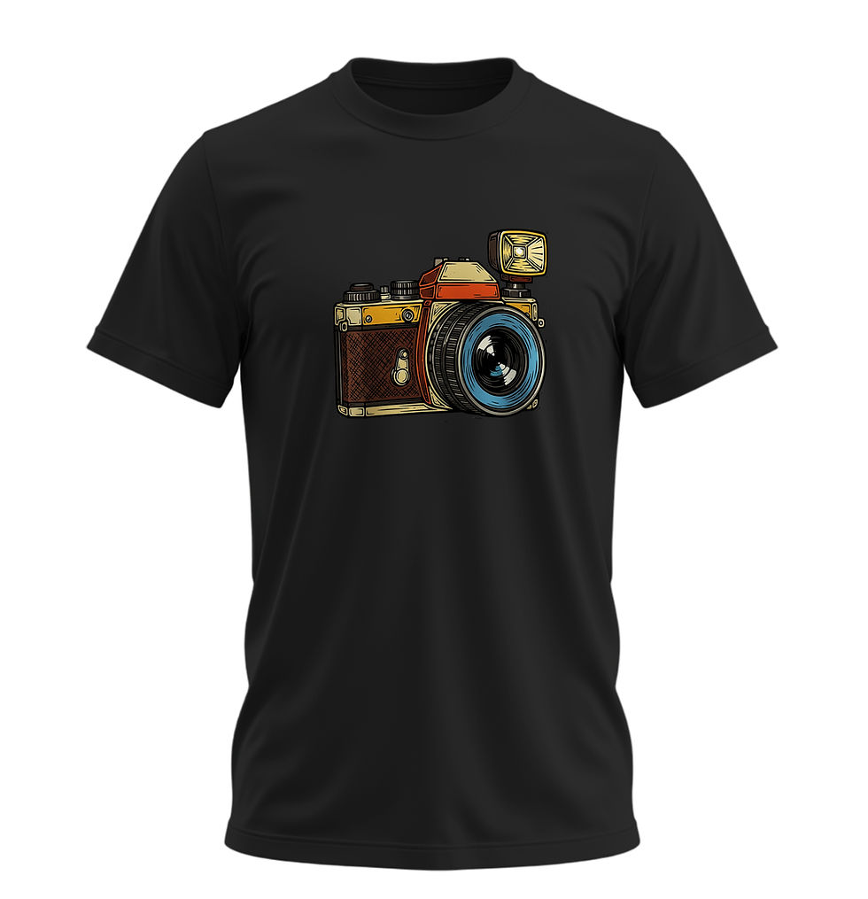 Küçük resim: Antika Fotoğraf Makinesi Tişört – %100 Pamuk Unisex Retro Tasarım Tshirt