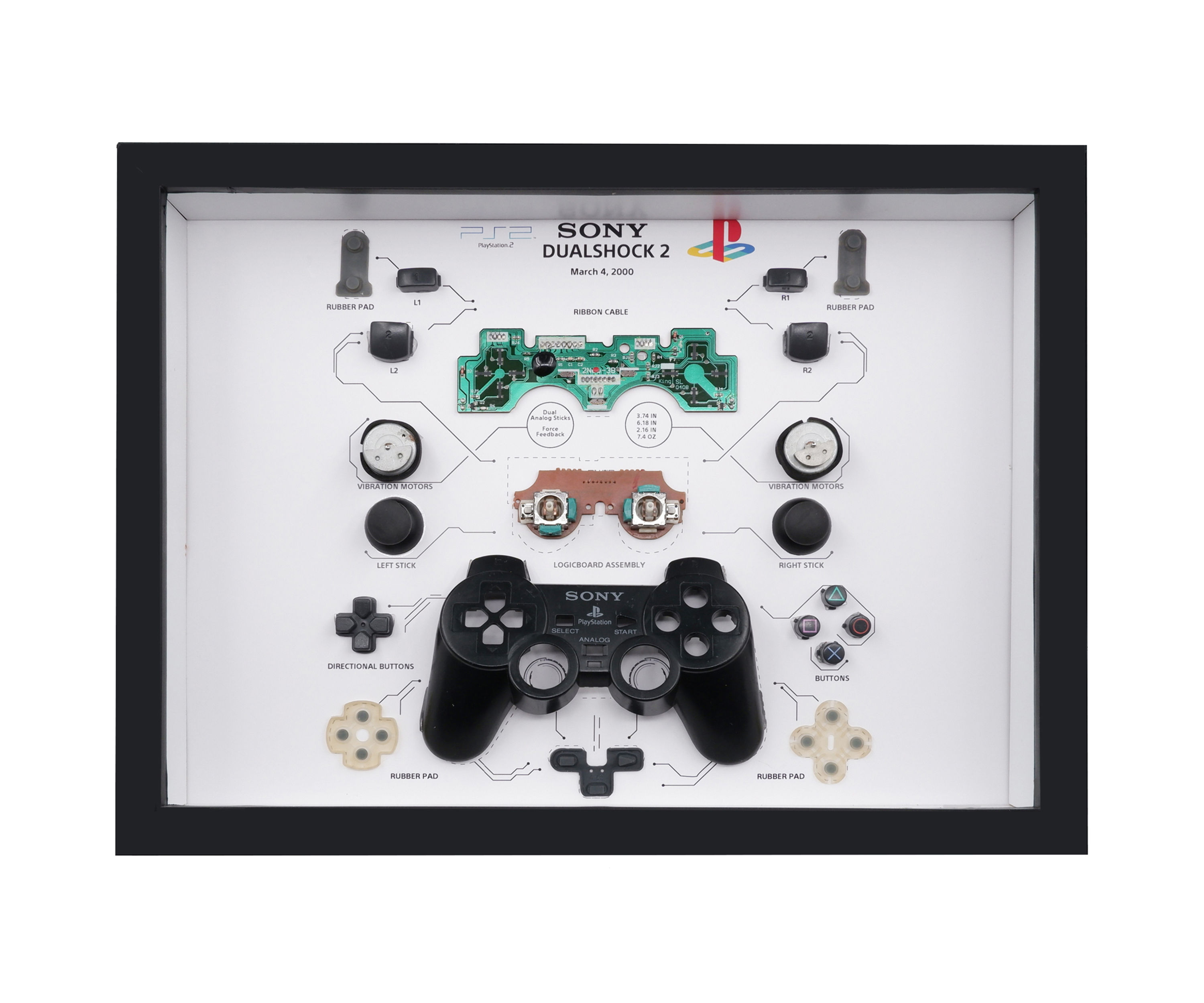 Parça Sony Playstation Gamepad – 30x40cm Çerçeveli Teardown Duvar Dekoru