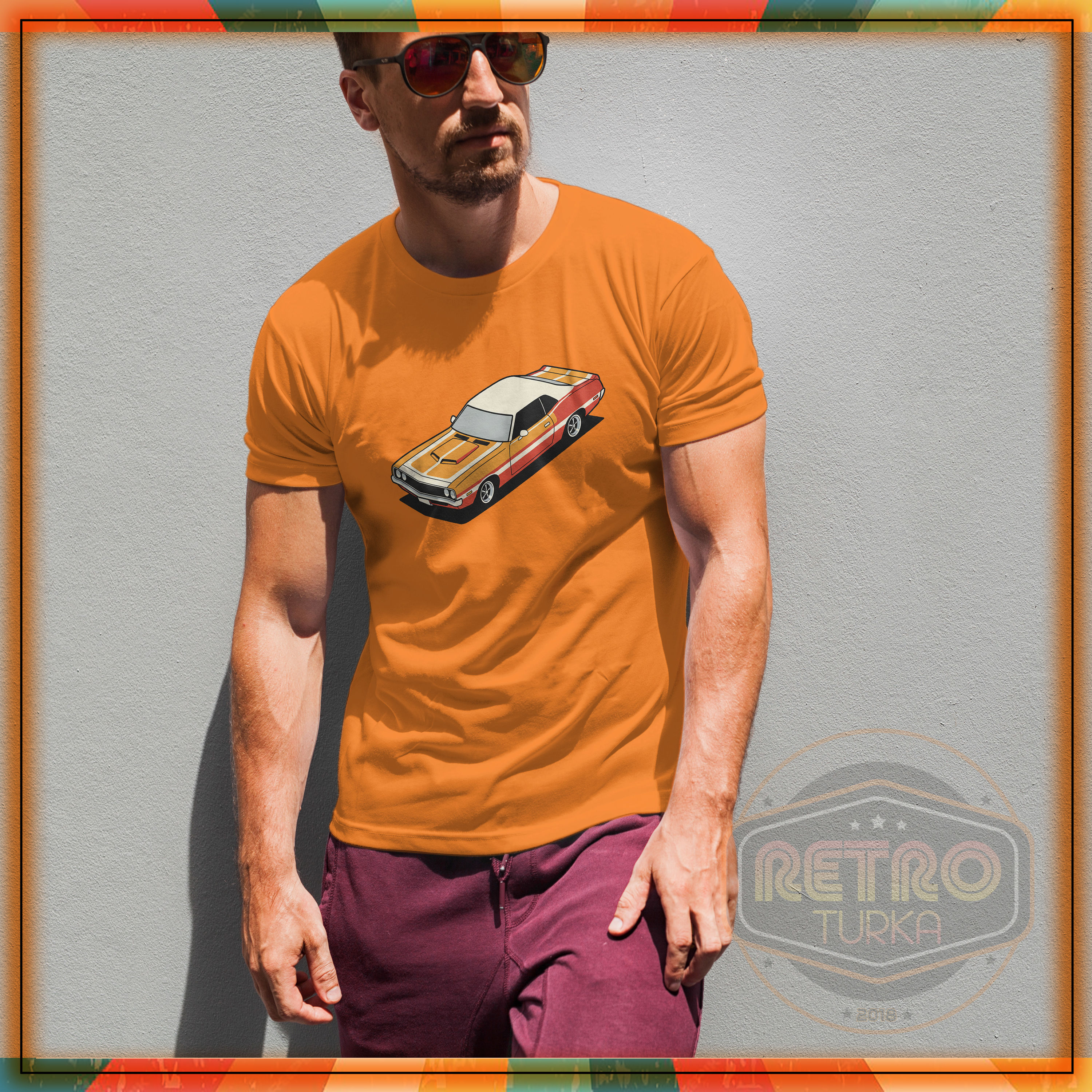 Retro Amerikan Arabası Tişört – %100 Pamuk Unisex Retro Tasarım Tshirt