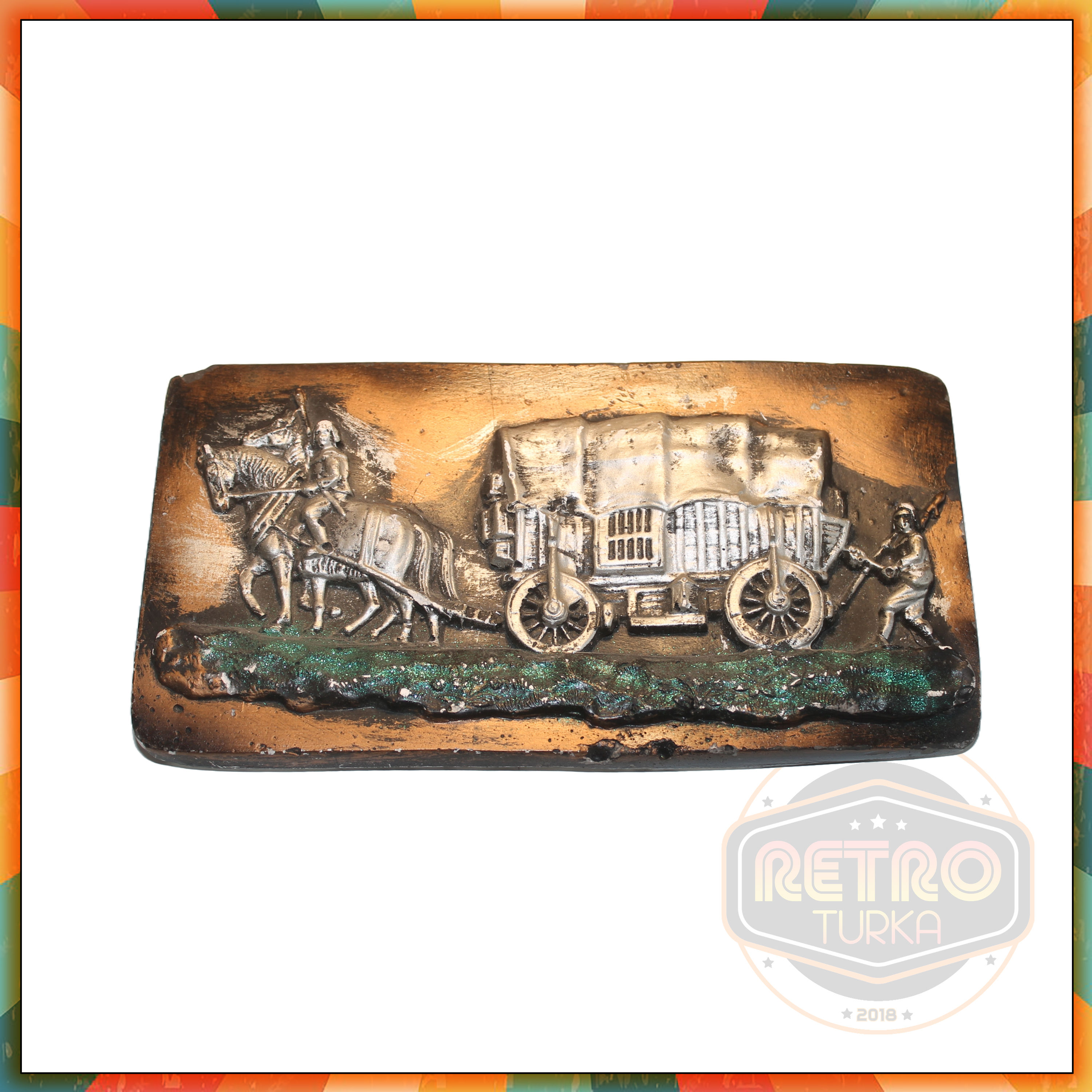 Dönem Atlı Araba Temalı Duvar Objesi