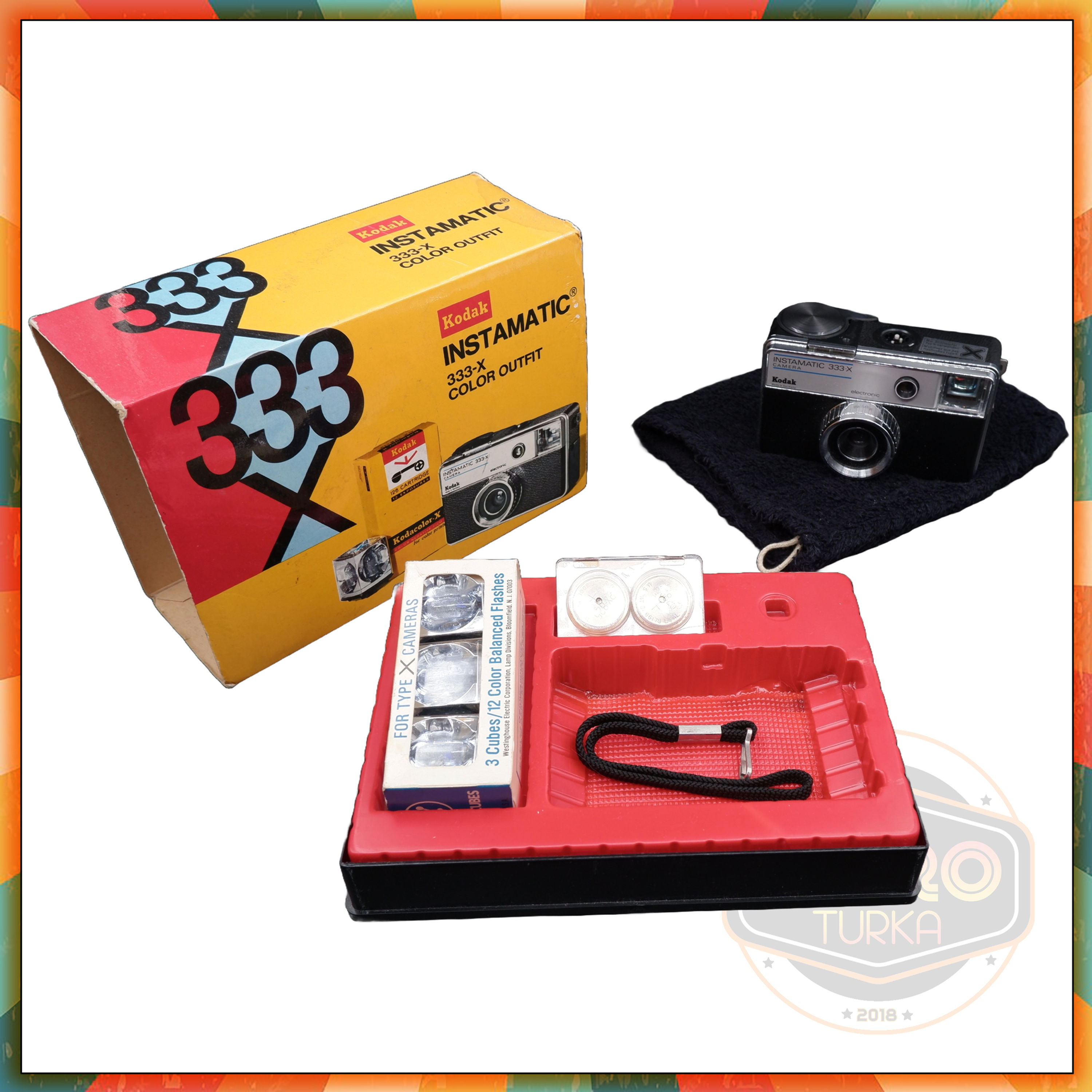 Kodak Instamatic 333X Tam Set. Kutusunda Flaşları Kılıfı. Çil Kondisyon