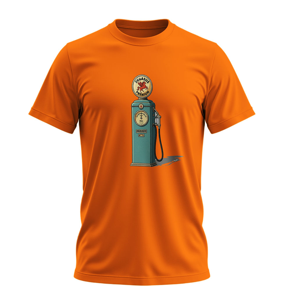 Küçük resim: Vintage Benzin Pompası Tişört – %100 Pamuk Unisex Retro Tasarım Tshirt