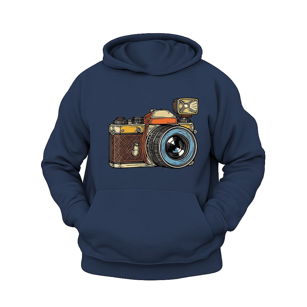 Küçük resim: Antika Kamera Hoodie – Retro Grafik Baskılı Hoodie