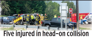 Five injured in head-on collision 