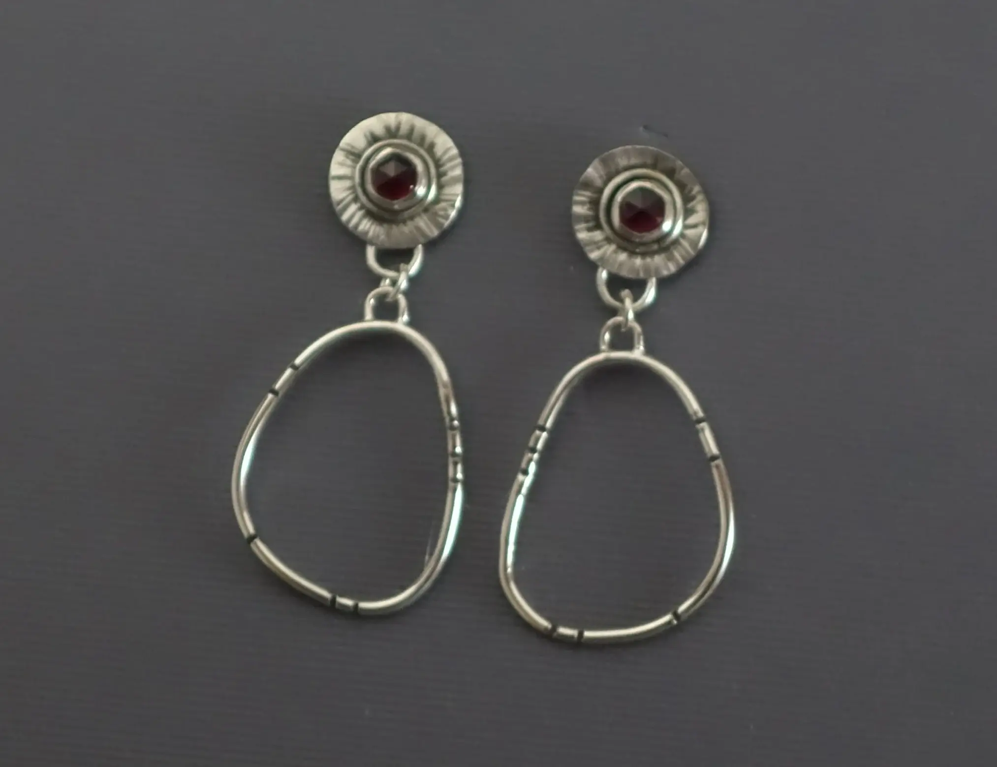 Garnet Post Earrings
