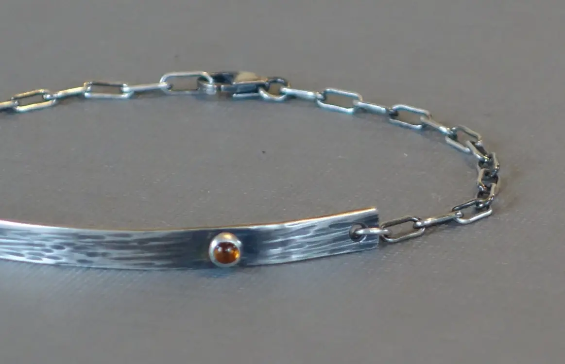 Skinny Bar Bracelet, Hessonite Garnet Bracelet, Garnet Bracelet