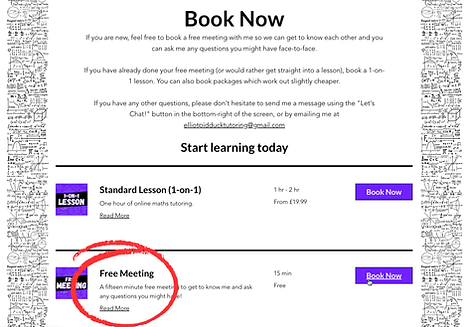 Instructions for booking a lesson 1