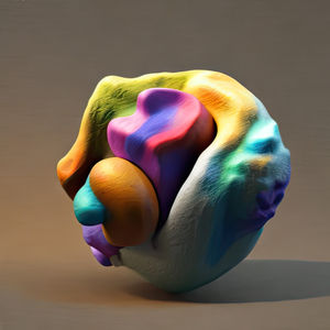 A.I. image of colourful rocks, Maria Anna Kolliri, Tinos island