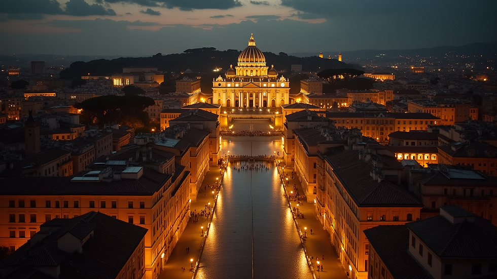 High angle view of Vatican City with St. Peter's Basilica