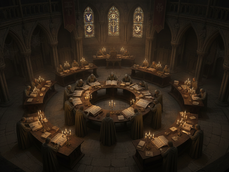 Historic church council chamber illustrating the conflicts examined in Brian Malek’s investigation of church history.